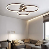 Modern Gold 3 Ring LED Flush Mount Ceiling Light Dimmable Geometric Lighting for Living Room