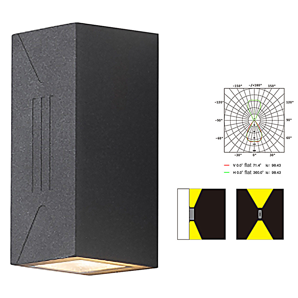 Exterior LED Up and Down Wall Sconce Dual Beam Outdoor Porch Light for Garden Villa
