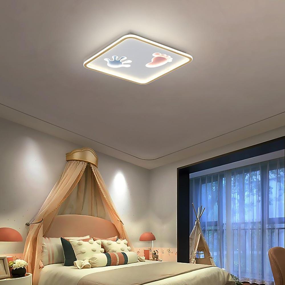 20 Inch Modern LED Kids Room Ceiling Light Hand and Footprint Design Acrylic Flush Mount Fixture