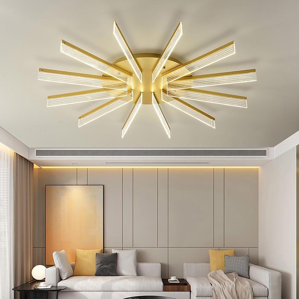 Modern Gold Petal Design LED Flush Mount Ceiling Lamp for Living Room Bedroom