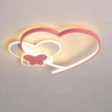 Modern Heart Shaped LED Ceiling Light Dimmable Flush Mount Fixture for Kids Bedroom and Nursery
