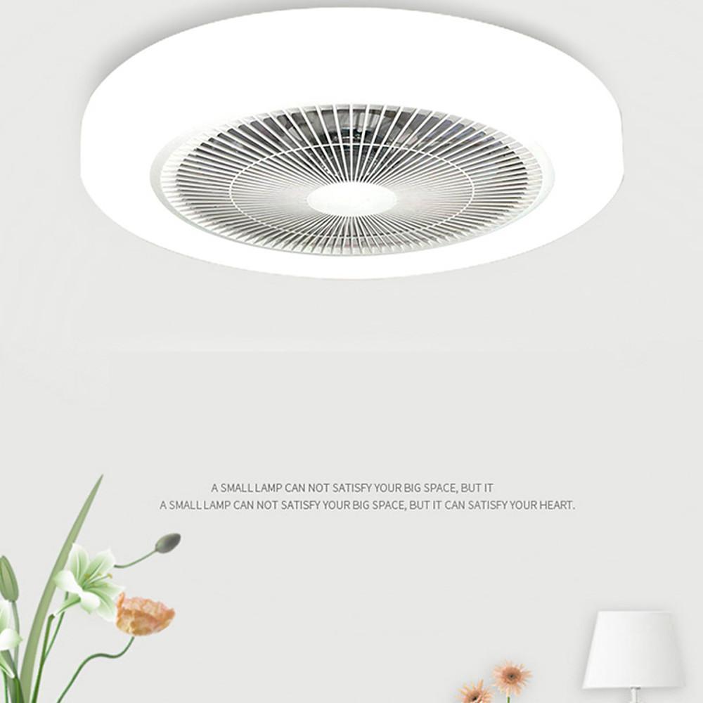 20 Inch Enclosed Bladeless Ceiling Fan with Dimmable LED Light Flush Mount Low Profile Fixture