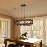 Farmhouse Wood Chandelier for Kitchen Island Linear Industrial Dining Room Light Fixture