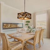 Farmhouse Wood Chandelier for Kitchen Island Linear Industrial Dining Room Light Fixture