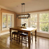 Farmhouse Wood Chandelier for Kitchen Island Linear Industrial Dining Room Light Fixture