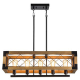 Farmhouse Wood Chandelier for Kitchen Island Linear Industrial Dining Room Light Fixture