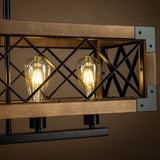 Farmhouse Wood Chandelier for Kitchen Island Linear Industrial Dining Room Light Fixture