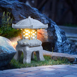 Faux Stone Tower Outdoor Post Light Waterproof Resin Landscape Pillar Lamp for Garden Path Lawn