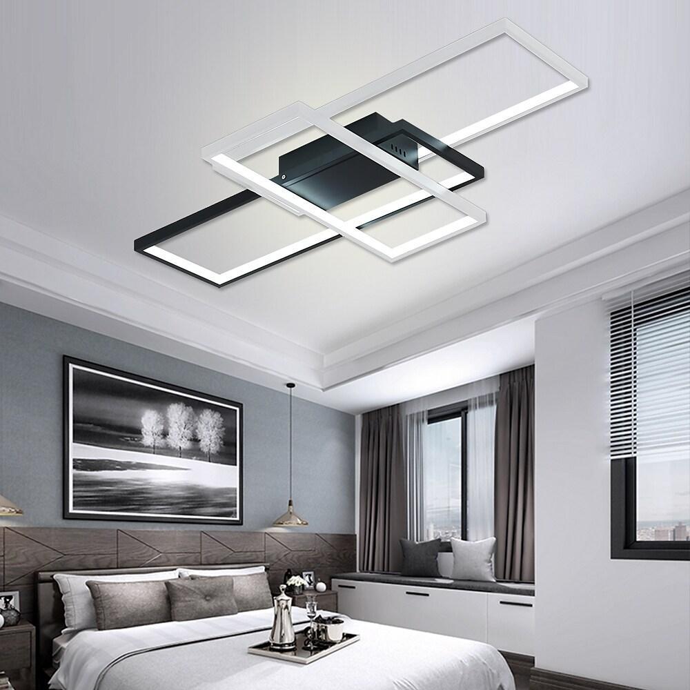 Modern Rectangular 3 Tier LED Flush Mount Ceiling Lamp Large Geometric Integrated Lighting Fixture