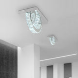 Modern Circular Crystal Flush Mount LED Ceiling Light with Electroplated Metal Finish