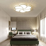 Modern White Flower Crystal Dimmable LED Ceiling Light Flush Mount Fixture for Home