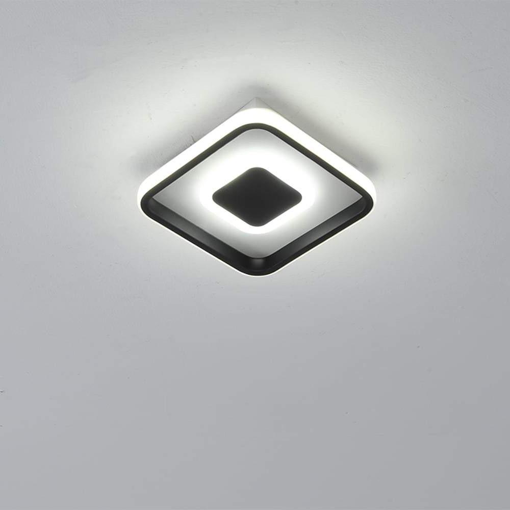 Modern Black Dual Square LED Flush Mount Ceiling Light for Hallway and Kitchen