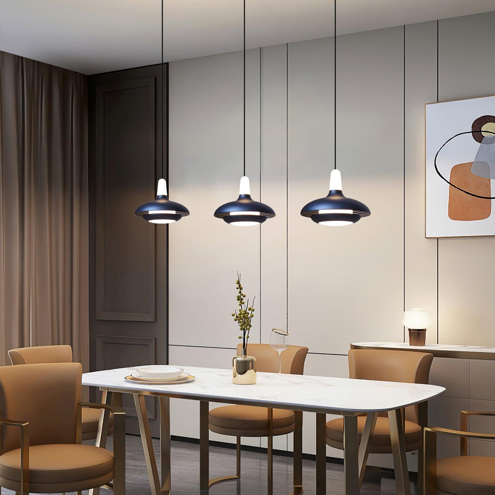 Fiji Modern Glass Elliptical Pendant Light with Integrated LED Illumination