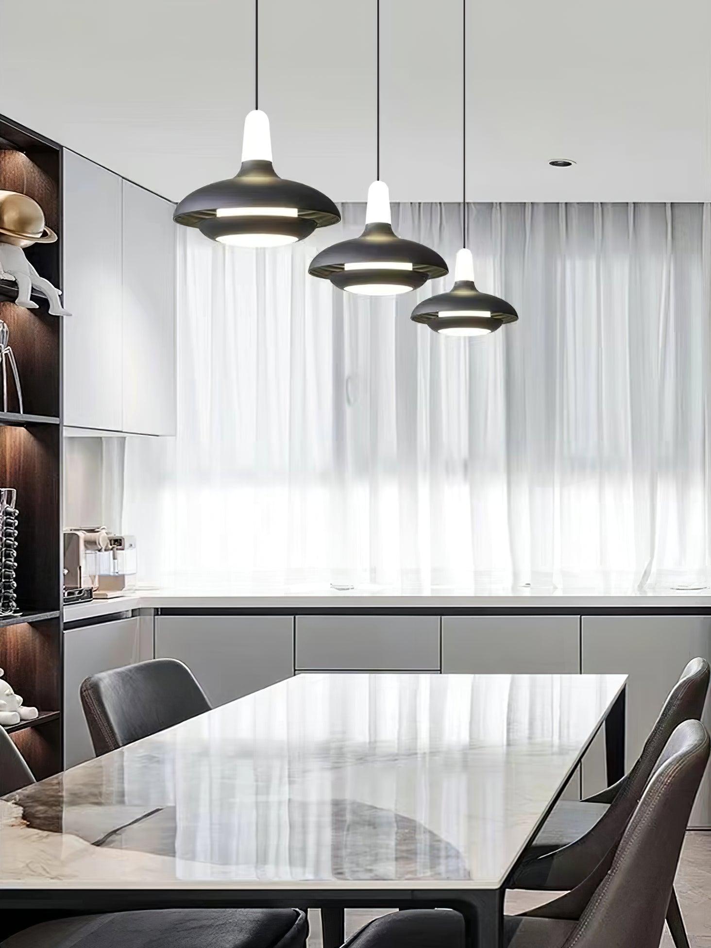 Fiji Modern Glass Elliptical Pendant Light with Integrated LED Illumination