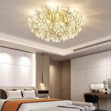Firefly Sputnik Modern LED Flush Mount Ceiling Light Crystal and Aluminum 10 Light Chandelier