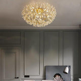 Firefly Sputnik Modern LED Flush Mount Ceiling Light Crystal and Aluminum 10 Light Chandelier
