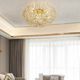 Firefly Sputnik Modern LED Flush Mount Ceiling Light Crystal and Aluminum 10 Light Chandelier