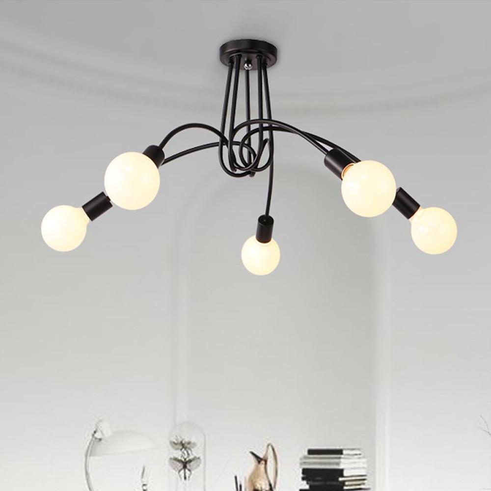Industrial 5 Light Twisted Metal Frame Chandelier Vintage Retro Pendant Ceiling Light