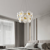 Flora Glass Petal Chandelier Modern Brass LED Pendant Light for Dining and Living Rooms