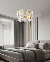 Flora Glass Petal Chandelier Modern Brass LED Pendant Light for Dining and Living Rooms