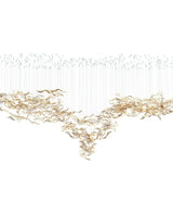 Fluttering Leaves Nature Inspired Large LED Chandelier with Amber Glass for Hotels and Living Rooms