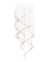 Fluttering Leaves Nature Inspired Large LED Chandelier with Amber Glass for Hotels and Living Rooms