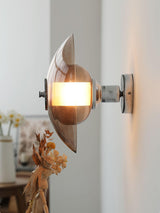 Flying Saucer Amber Glass Wall Sconce Modern Chrome Plug In Lighting