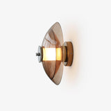 Flying Saucer Amber Glass Wall Sconce Modern Chrome Plug In Lighting