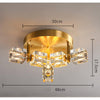 Modern Nordic Crystal LED Flush Mount Ceiling Light Brass Copper 6 Light Fixture