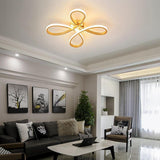 Modern Gold Geometric Flower LED Flush Mount Ceiling Light for Living Room