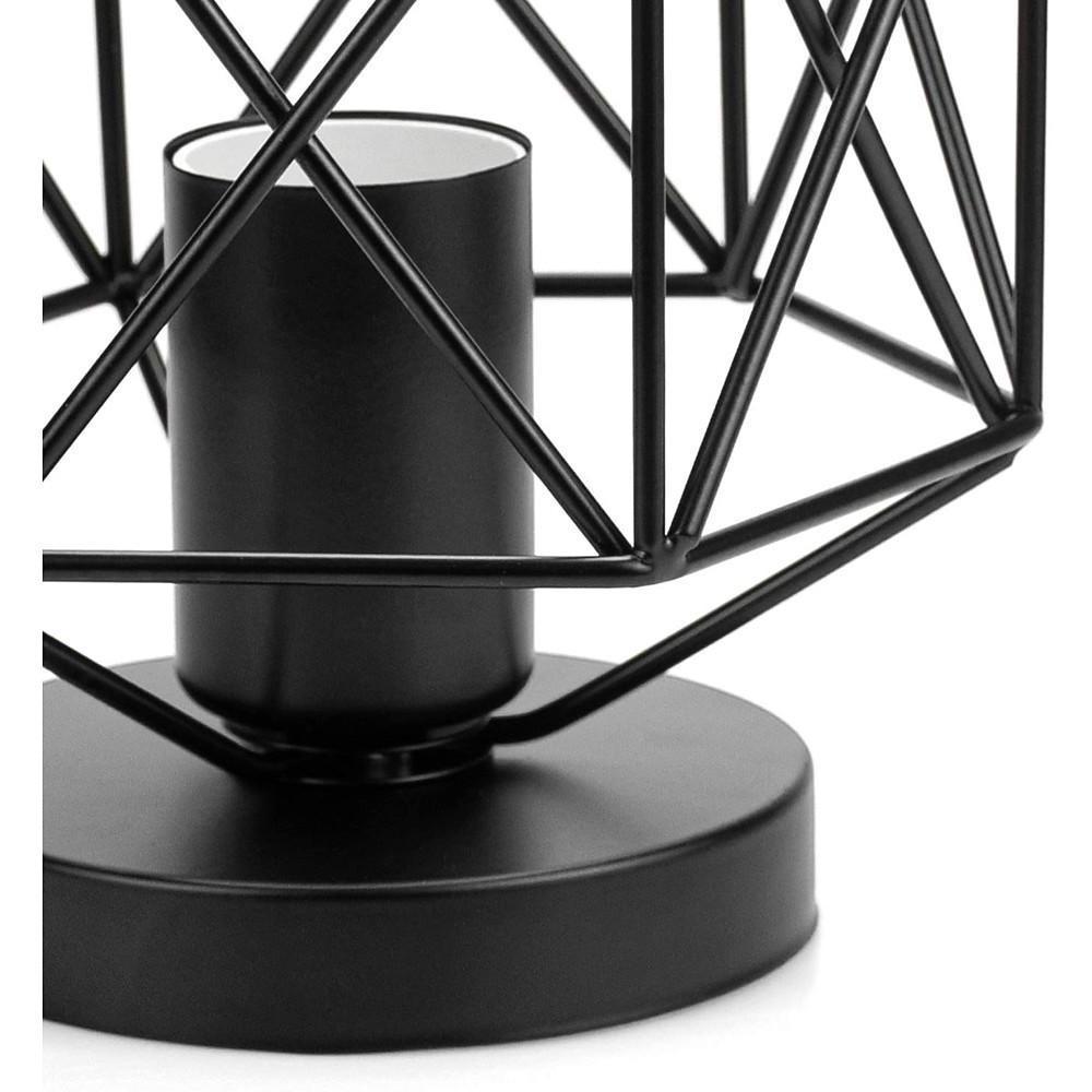 Traditional Black Metal Wire Frame Lantern Outdoor Flush Mount LED Ceiling Light
