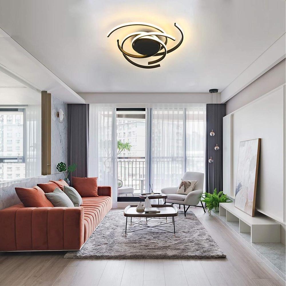 Modern Geometric 30 Inch Circular LED Flush Mount Light for Living Room and Bedroom