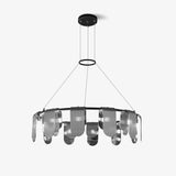 Folioles Modern Brass Gasolier Chandelier with Smoke Gray Glass Shades for Elegant Interiors
