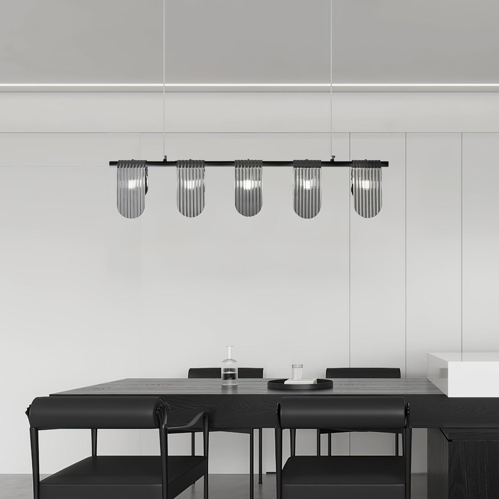Folioles Modern Brass Gasolier Chandelier with Smoke Gray Glass Shades for Elegant Interiors