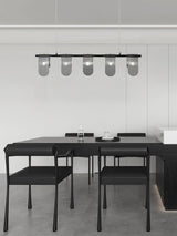 Folioles Modern Brass Gasolier Chandelier with Smoke Gray Glass Shades for Elegant Interiors