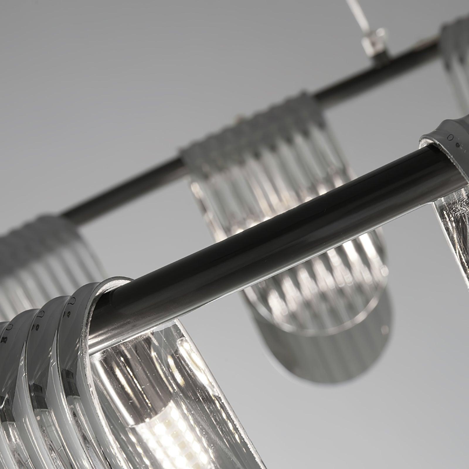 Folioles Modern Brass Gasolier Chandelier with Smoke Gray Glass Shades for Elegant Interiors