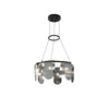 Folioles Modern Brass Gasolier Chandelier with Smoke Gray Glass Shades for Elegant Interiors