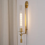 French Classic Brass Wall Sconce with Clear Ribbed Glass and Plug In Cord for Bedroom