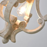 French Country Style Lantern Chandelier Wood Metal Pendant Light for Dining Room Entryway