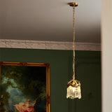 French Style Copper Crystal Pendant Light Three Color Dimming Hanging Lamp for Bedroom