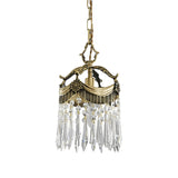 French Style Copper Crystal Pendant Light Three Color Dimming Hanging Lamp for Bedroom