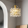 French Style Floral Glass Pendant Light with Copper Body and 3 Color Dimming for Bedroom