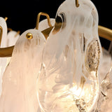 French Style Round Wave Glass Cloud Chandelier 3 Step Dimming Luxury Pendant Ceiling Lighting
