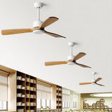 60 Inch Wood Blade Ceiling Fan with Remote Control Reversible DC Motor Mute Airflow