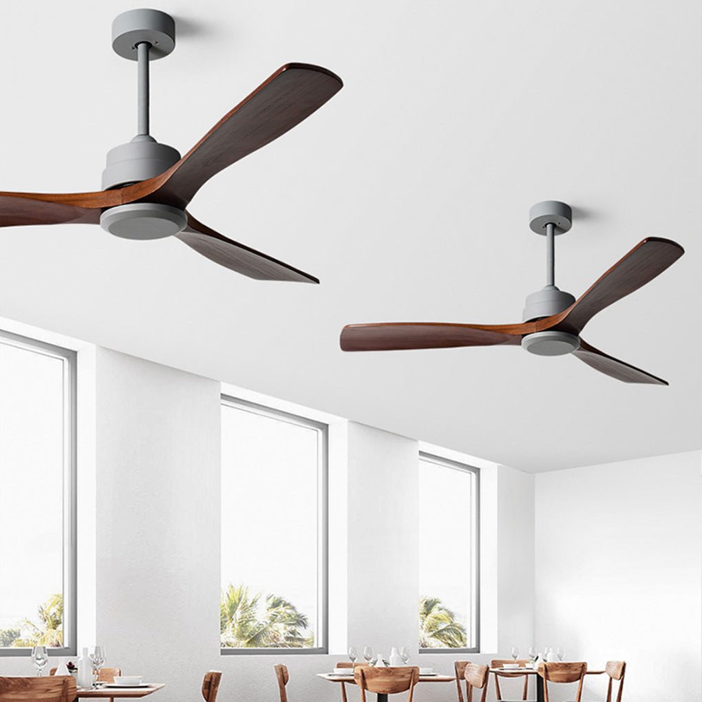 60 Inch Wood Blade Ceiling Fan with Remote Control Reversible DC Motor Mute Airflow