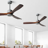 60 Inch Wood Blade Ceiling Fan with Remote Control Reversible DC Motor Mute Airflow