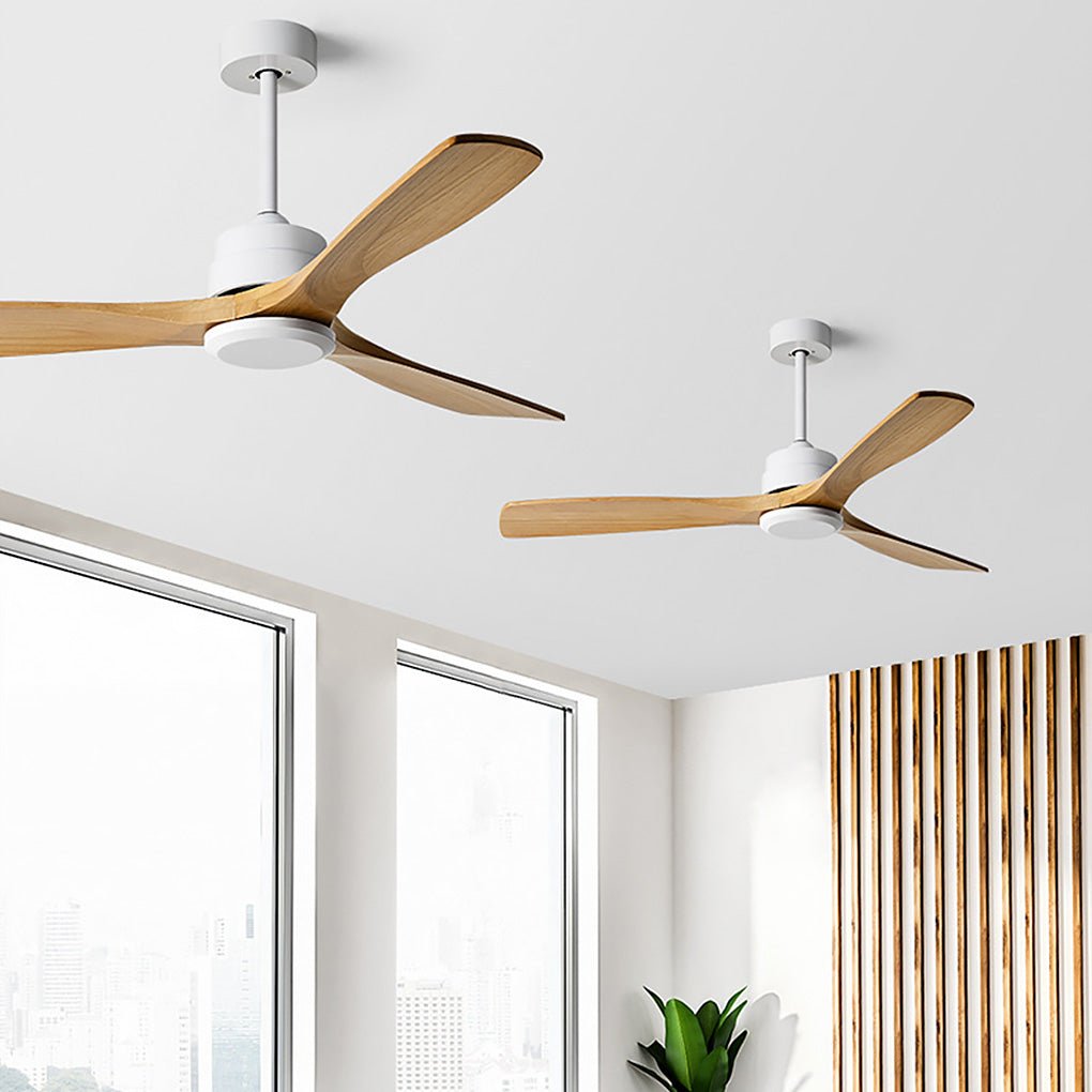 60 Inch Wood Blade Ceiling Fan with Remote Control Reversible DC Motor Mute Airflow