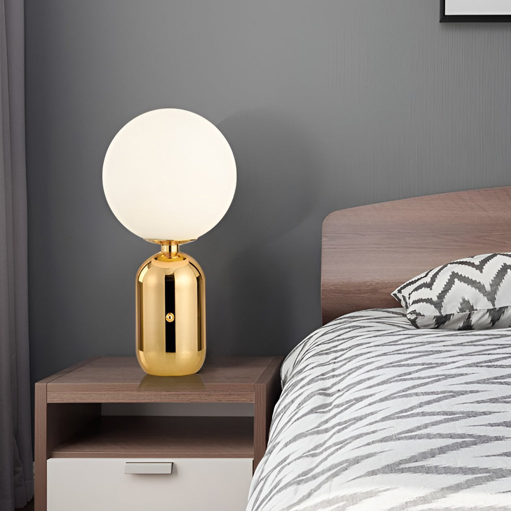 Frosted Glass Globe Table Lamp Nordic Minimalist LED Accent Light for Bedside and Living Room