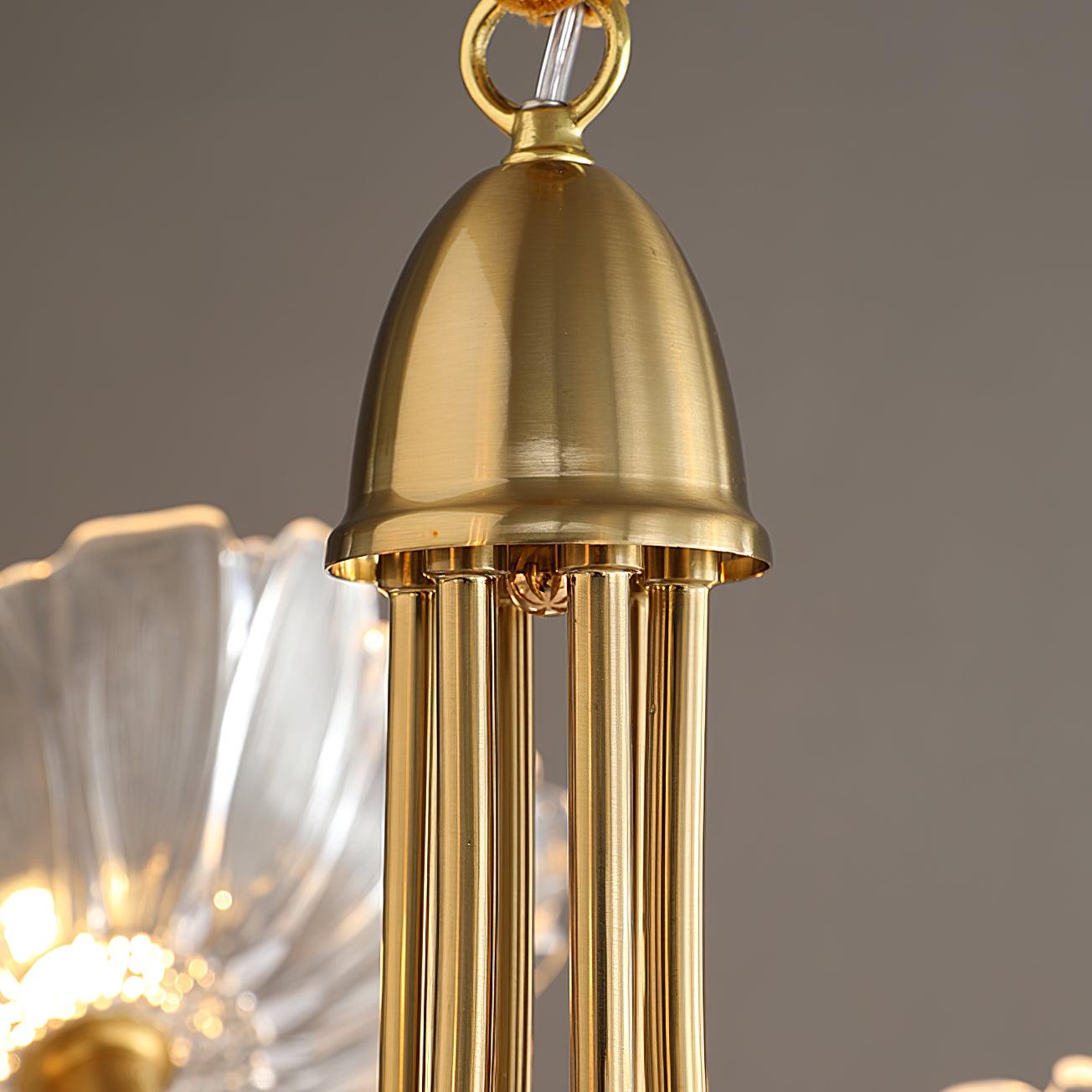 Frosted Lotus Leaf Glass Pendant Light Modern Gold Luxury Ceiling Chandelier for Dining Room