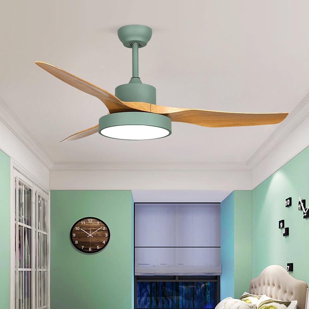 52 Inch Rustic Modern 3 Blade Ceiling Fan with Dimmable LED Light and Remote for Living Room
